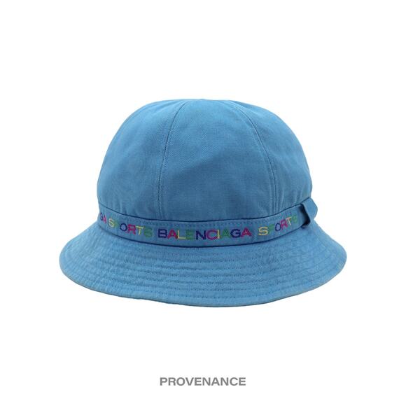 🔴 Balenciaga Sports Bucket Hat - Blue Rainbow Multicolor L - Picture 1 of 5
